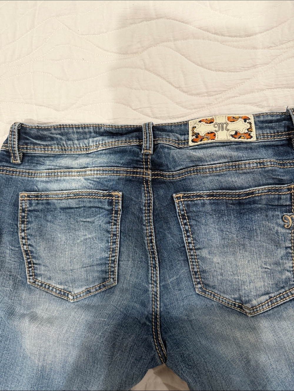Miss Me Light Blue Ankle Crop Jeans with Embroidered Cuffs - Picture 6 of 6